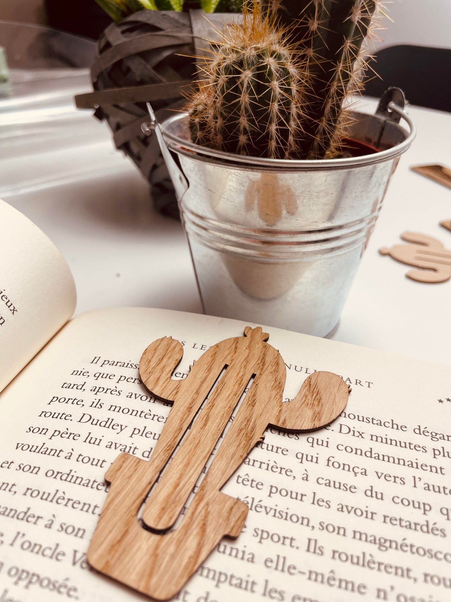 Marque pages en bois de chêne. Kaktus